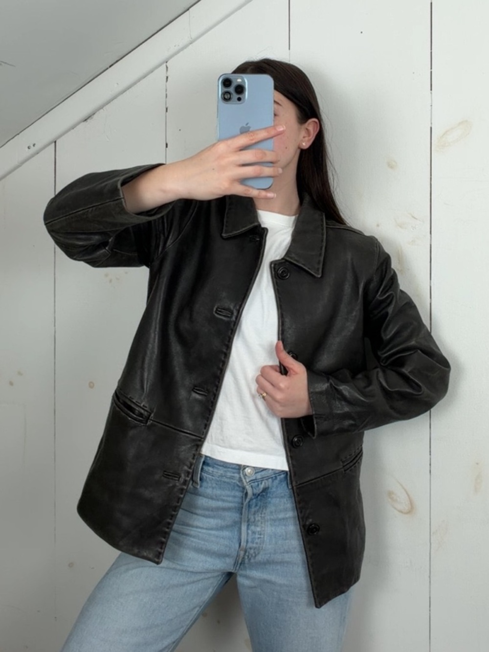 Brown leather jacket